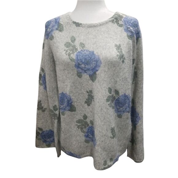 Lucky Brand Sweater Blue Rose Cotton Wool Blend Pullover Size Small - Picture 6 of 6